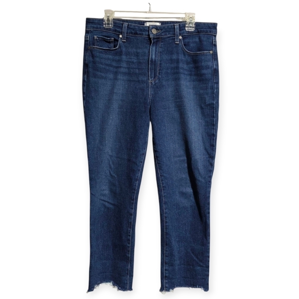 PAIGE HOXTON SLIM CROP DARCEL DISTRESSED JEANS SZ 32
